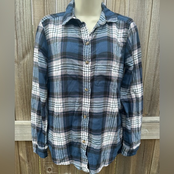 American Eagle Outfitters Amazingly Soft Plaid Boyfriend Fit Button-Up Shirt XS - Picture 1 of 7